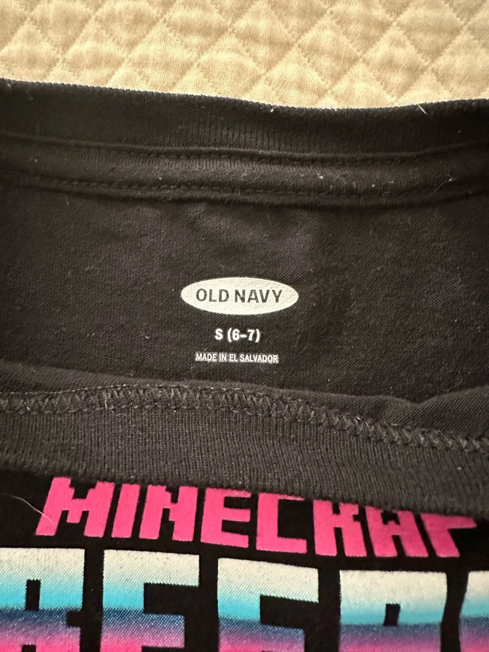 Minecraft Old Navy Black Tee with Neon Pixel Graphic